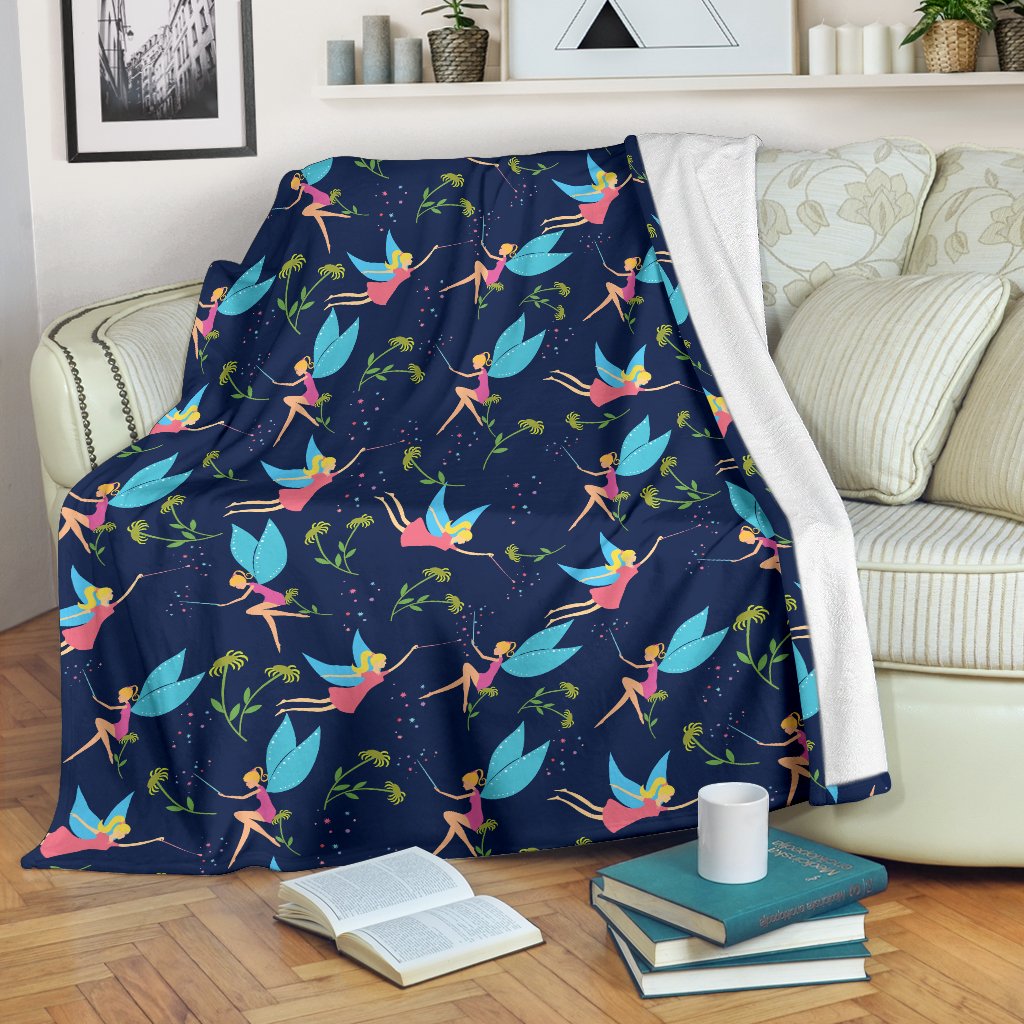 Fairy With Flower Print Pattern Fleece Blanket