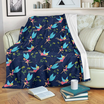 Fairy With Flower Print Pattern Fleece Blanket