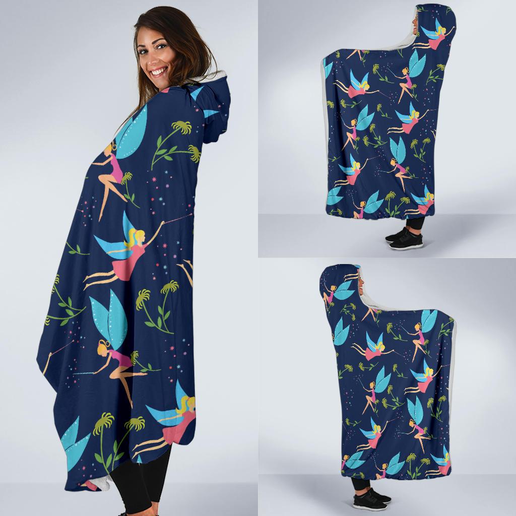 Fairy with flower Print Pattern Hooded Blanket-JTAMIGO.COM