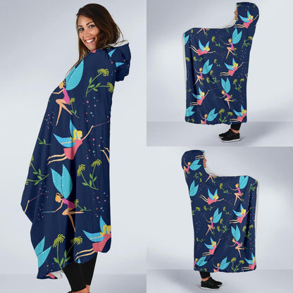Fairy with flower Print Pattern Hooded Blanket-JTAMIGO.COM