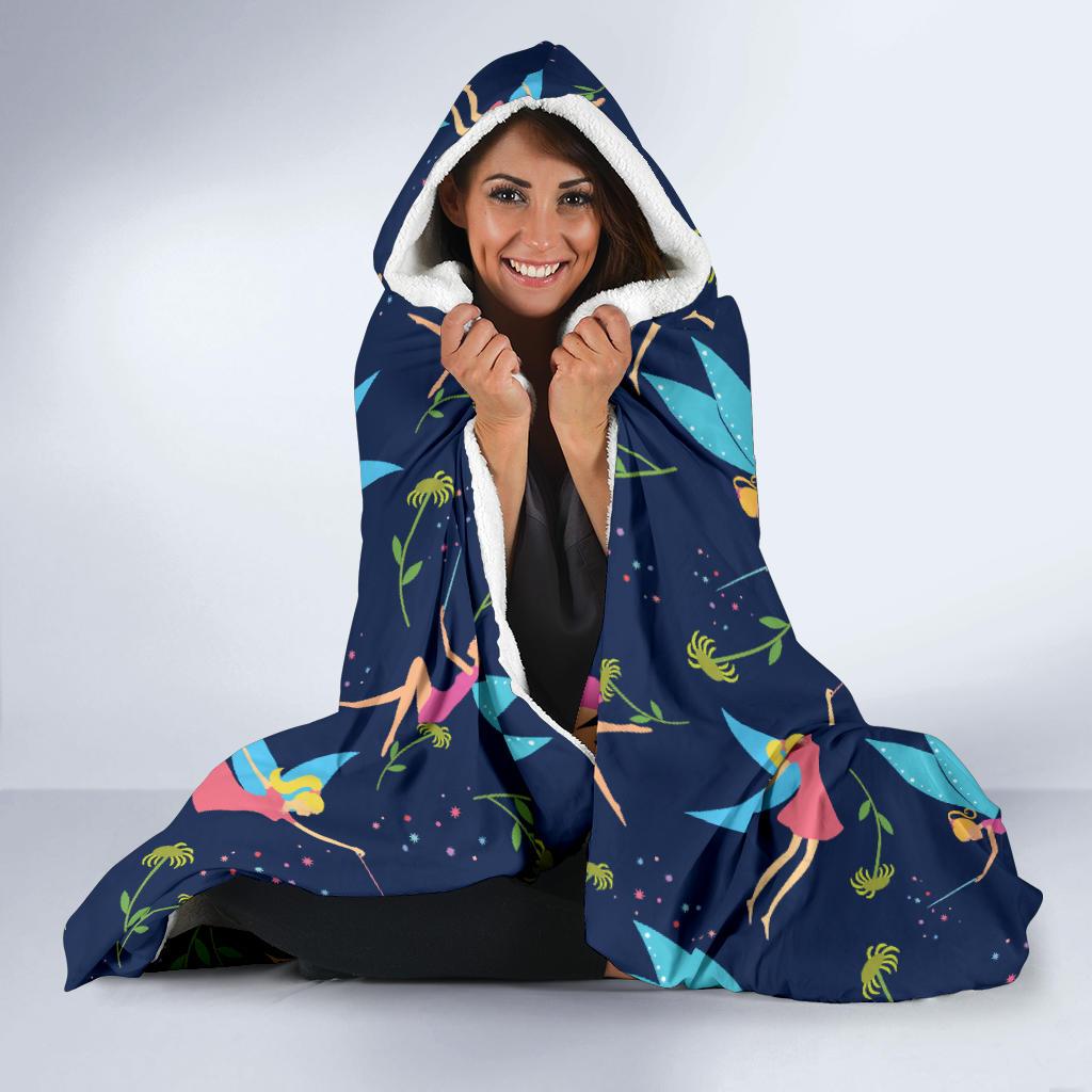 Fairy with flower Print Pattern Hooded Blanket-JTAMIGO.COM