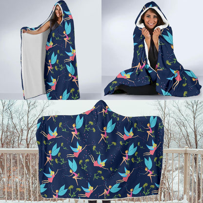 Fairy with flower Print Pattern Hooded Blanket-JTAMIGO.COM
