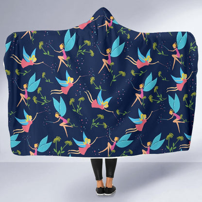 Fairy with flower Print Pattern Hooded Blanket-JTAMIGO.COM
