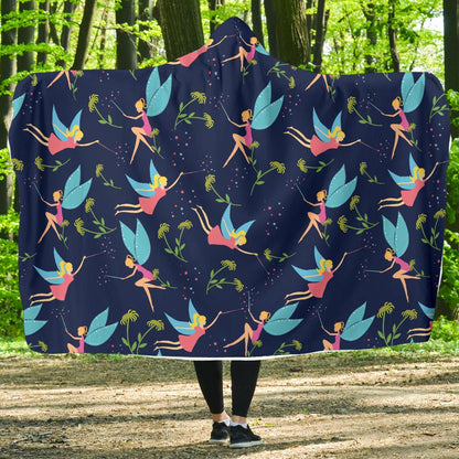 Fairy with flower Print Pattern Hooded Blanket-JTAMIGO.COM
