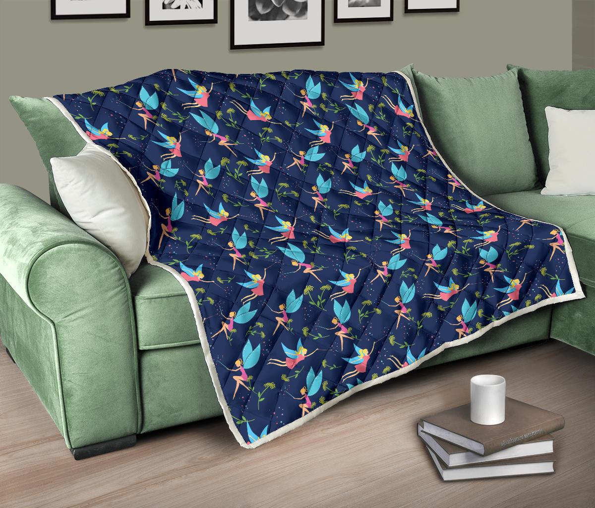 Fairy with flower Print Pattern Premium Quilt-JTAMIGO.COM
