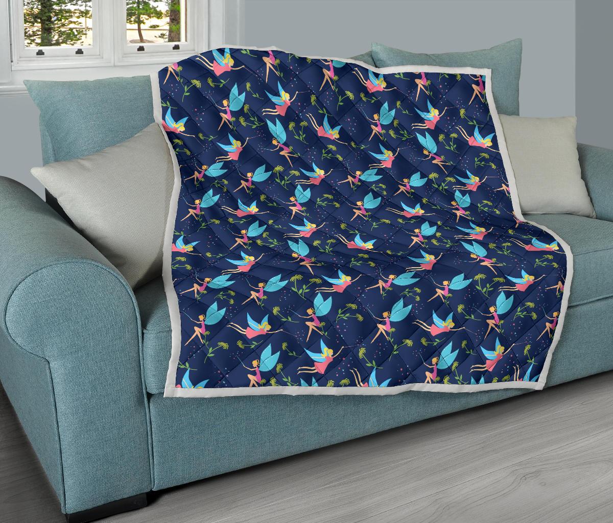 Fairy with flower Print Pattern Premium Quilt-JTAMIGO.COM