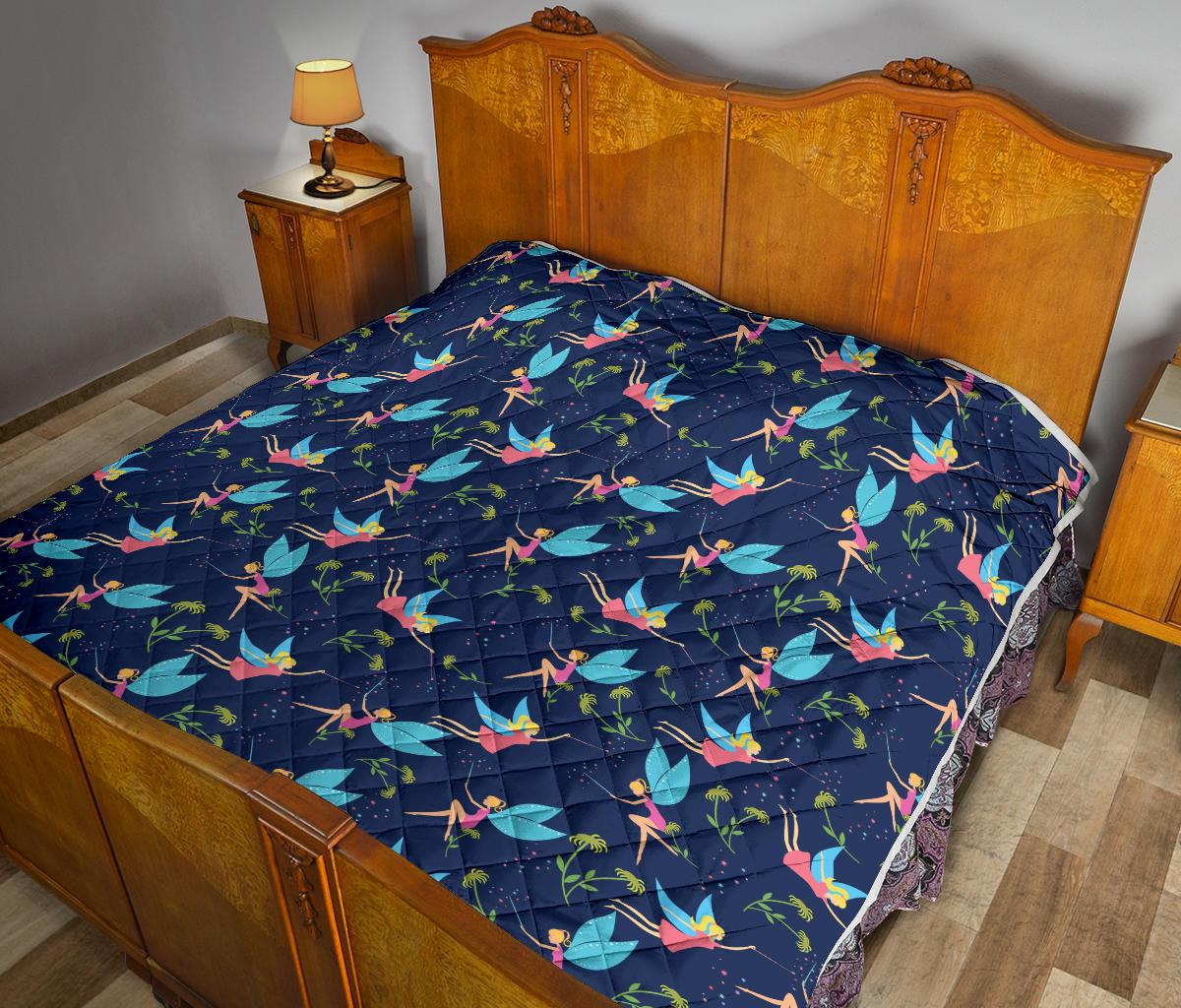 Fairy with flower Print Pattern Premium Quilt-JTAMIGO.COM