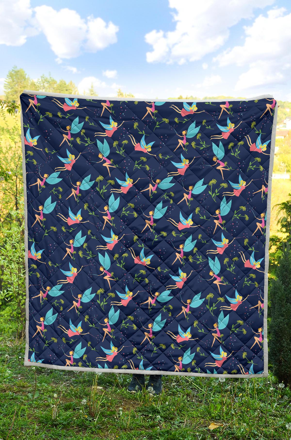 Fairy with flower Print Pattern Premium Quilt-JTAMIGO.COM