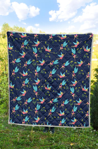 Fairy with flower Print Pattern Premium Quilt-JTAMIGO.COM