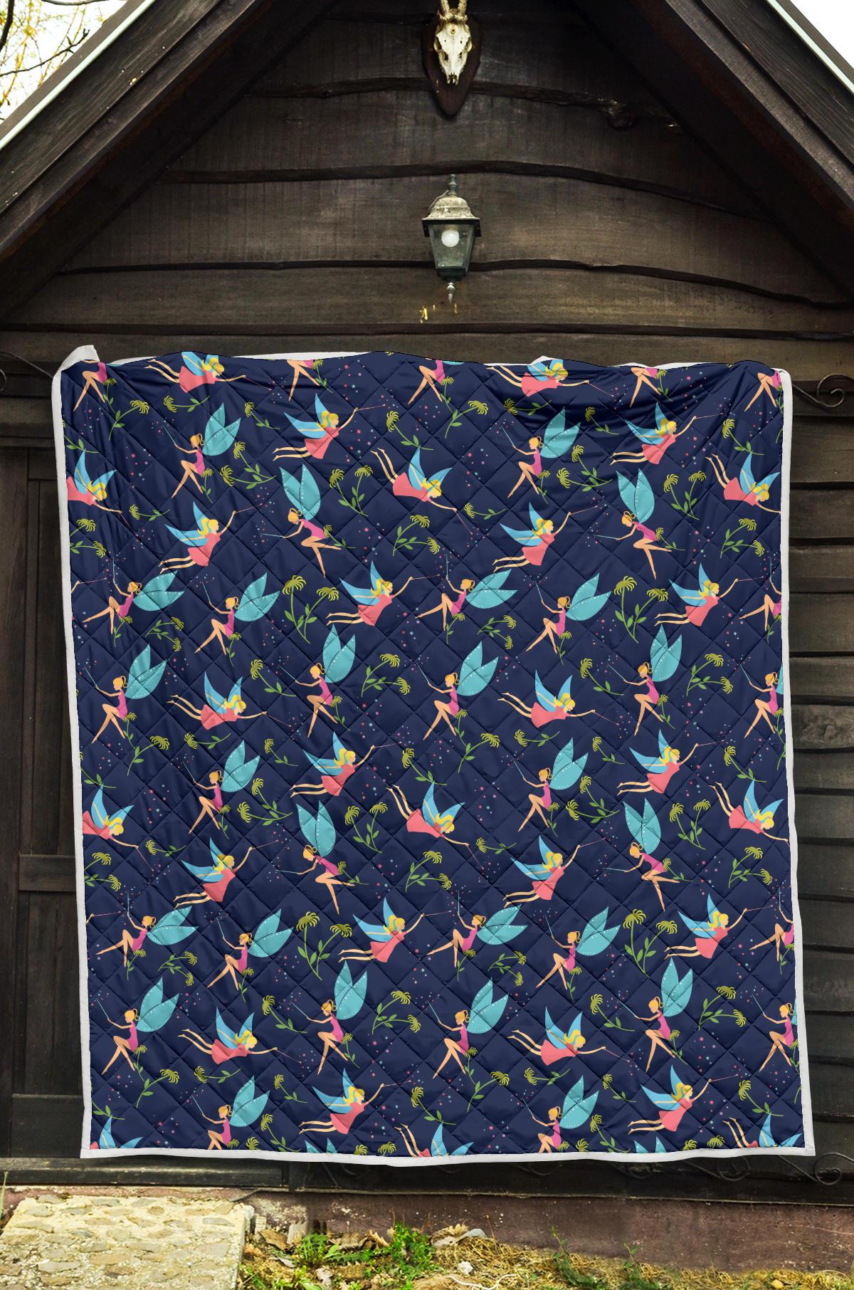 Fairy with flower Print Pattern Premium Quilt-JTAMIGO.COM