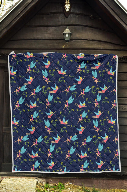 Fairy with flower Print Pattern Premium Quilt-JTAMIGO.COM