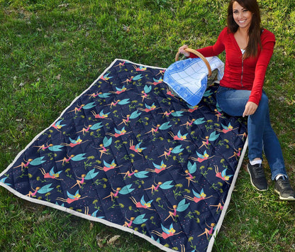 Fairy with flower Print Pattern Premium Quilt-JTAMIGO.COM