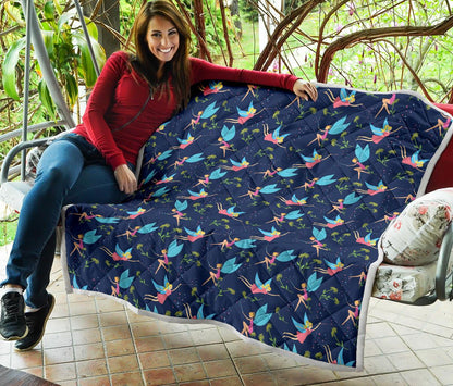 Fairy with flower Print Pattern Premium Quilt-JTAMIGO.COM