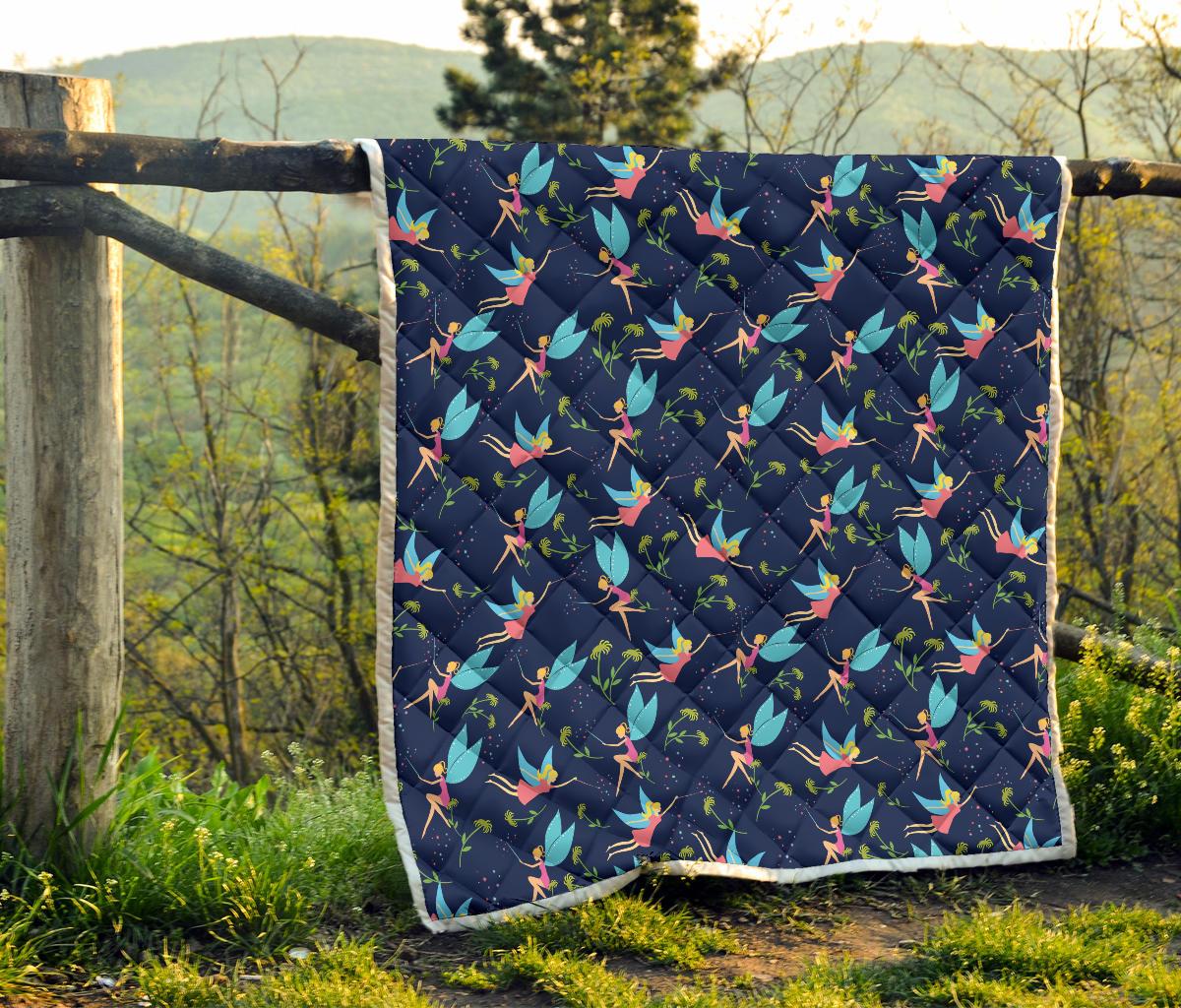 Fairy with flower Print Pattern Premium Quilt-JTAMIGO.COM