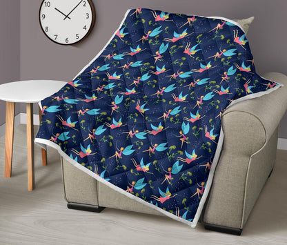 Fairy with flower Print Pattern Premium Quilt-JTAMIGO.COM