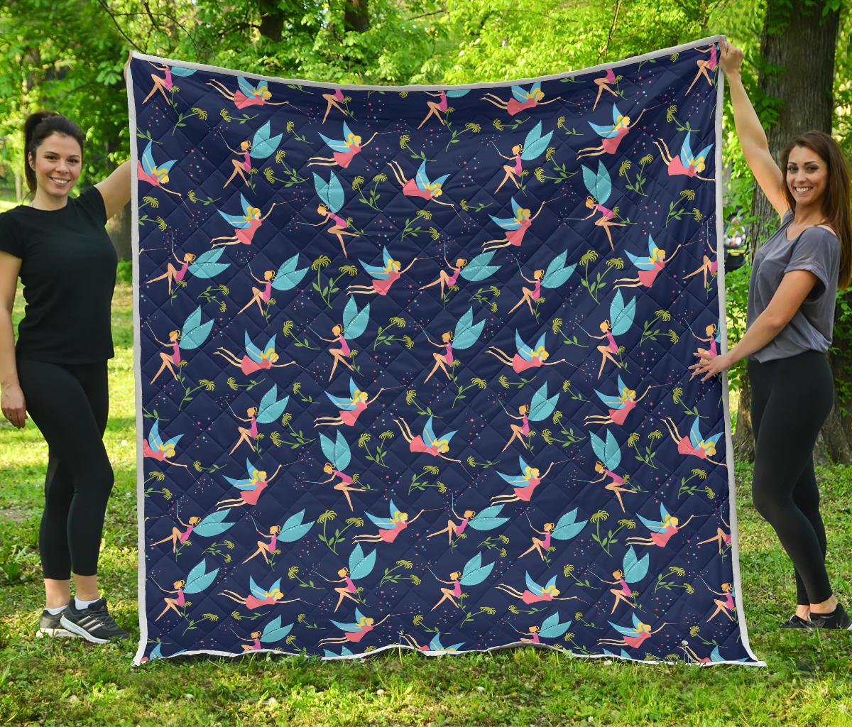 Fairy with flower Print Pattern Premium Quilt-JTAMIGO.COM