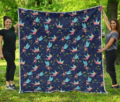 Fairy with flower Print Pattern Premium Quilt-JTAMIGO.COM