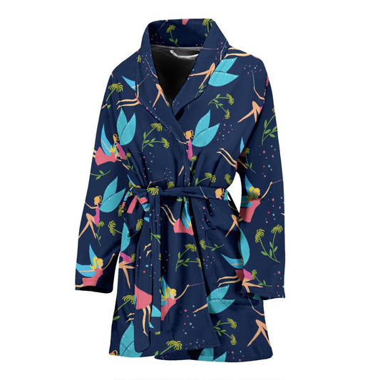 Fairy with flower Print Pattern Women Bath Robe-JTAMIGO.COM