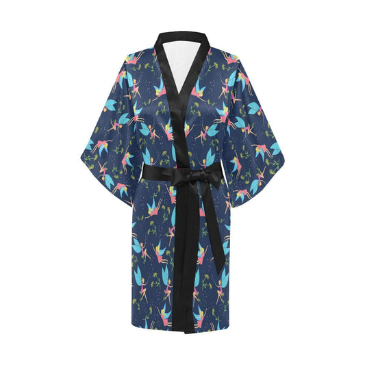 Fairy with flower Print Pattern Women Short Kimono Robe