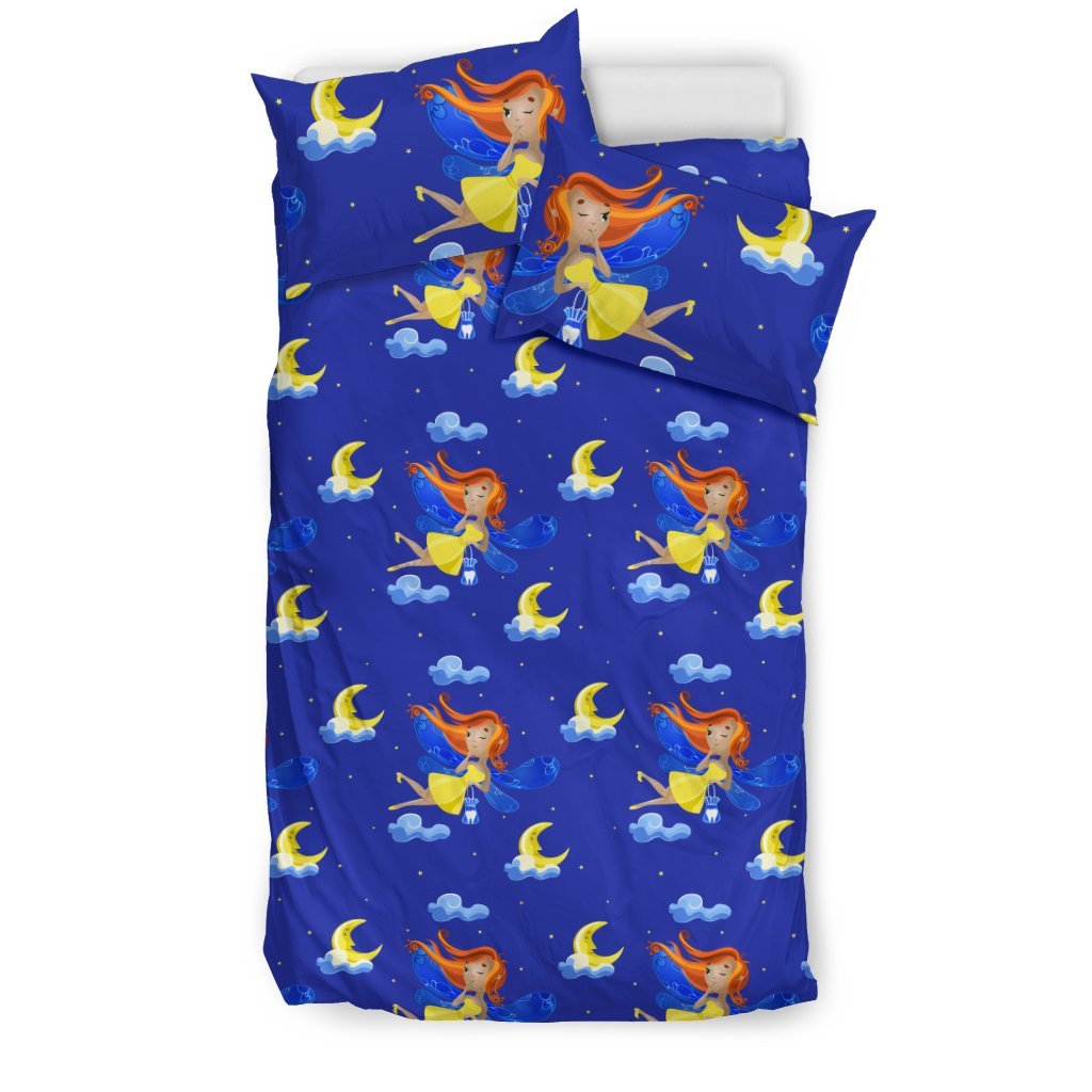 Fairy With Moon Print Pattern Duvet Cover Bedding Set
