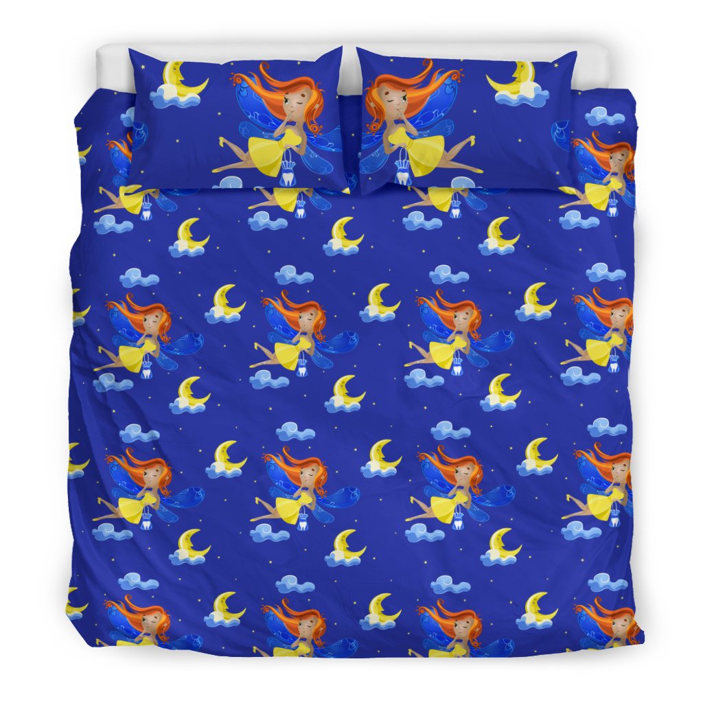 Fairy With Moon Print Pattern Duvet Cover Bedding Set