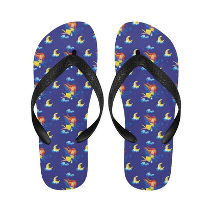 Fairy with Moon Print Pattern Flip Flops-JTAMIGO.COM