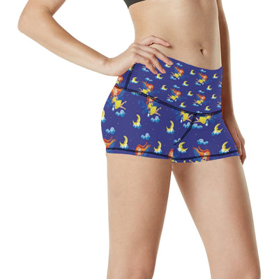 Fairy with Moon Print Pattern High Waisted Spandex Shorts-JTAMIGO.COM