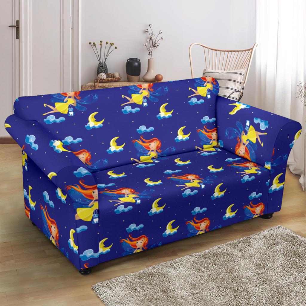 Fairy with Moon Print Pattern Loveseat Slipcover-JTAMIGO.COM