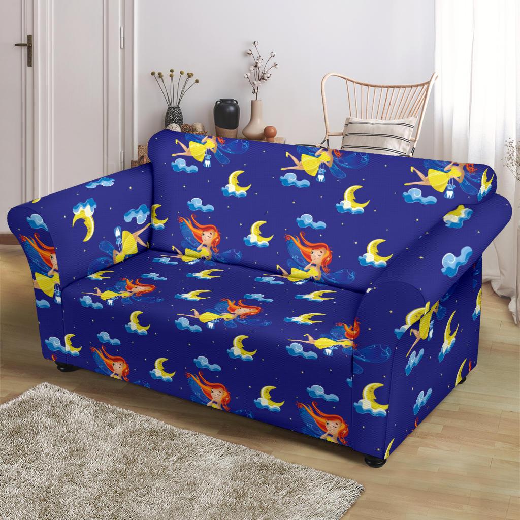 Fairy with Moon Print Pattern Loveseat Slipcover-JTAMIGO.COM