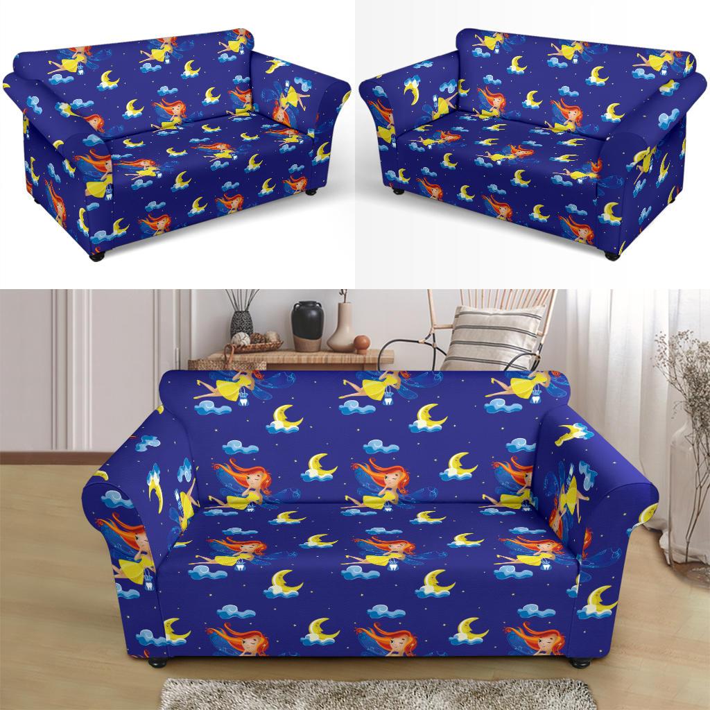 Fairy with Moon Print Pattern Loveseat Slipcover-JTAMIGO.COM