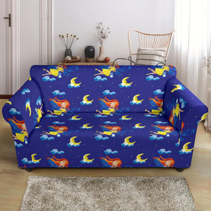 Fairy with Moon Print Pattern Loveseat Slipcover-JTAMIGO.COM