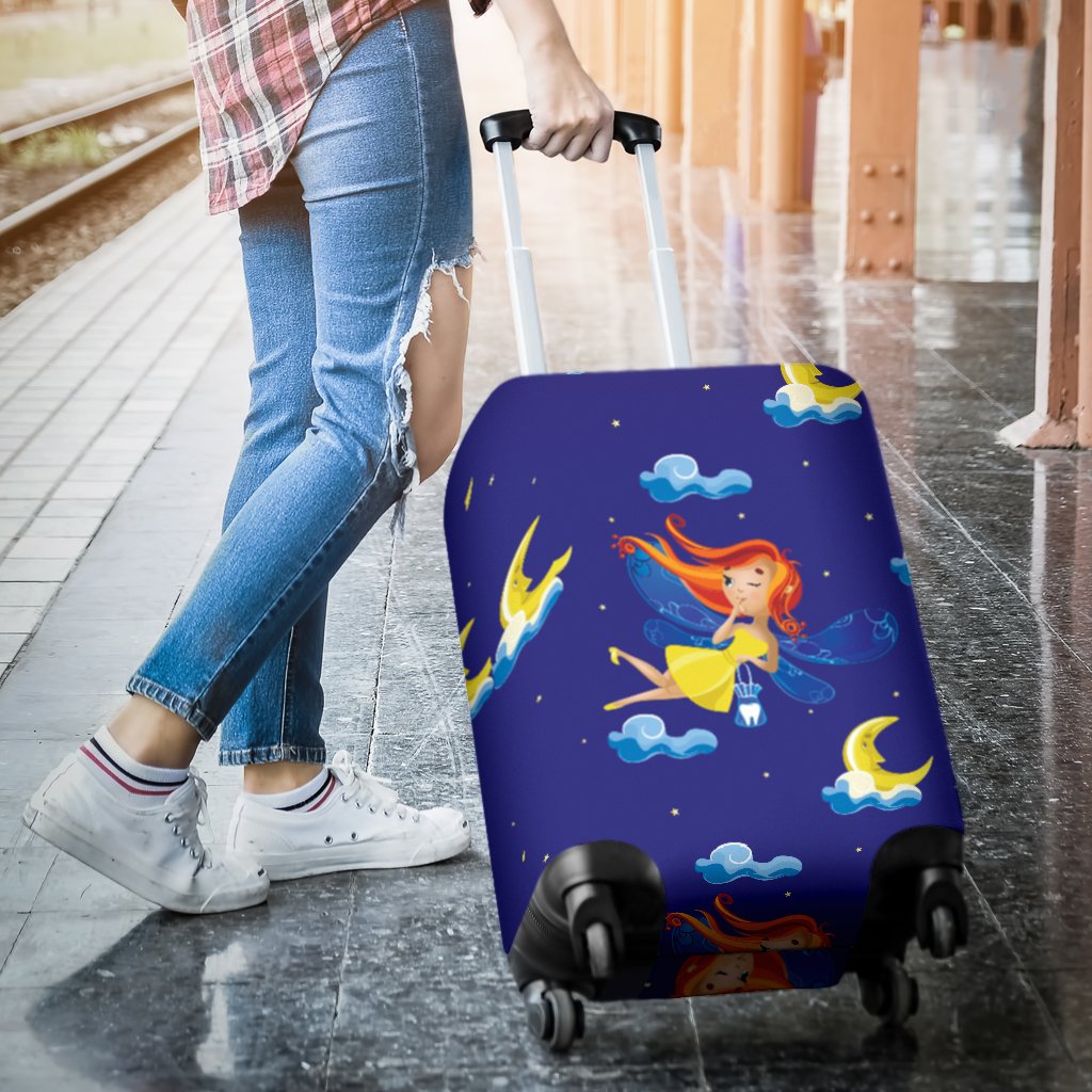Fairy With Moon Print Pattern Luggage Cover Protector