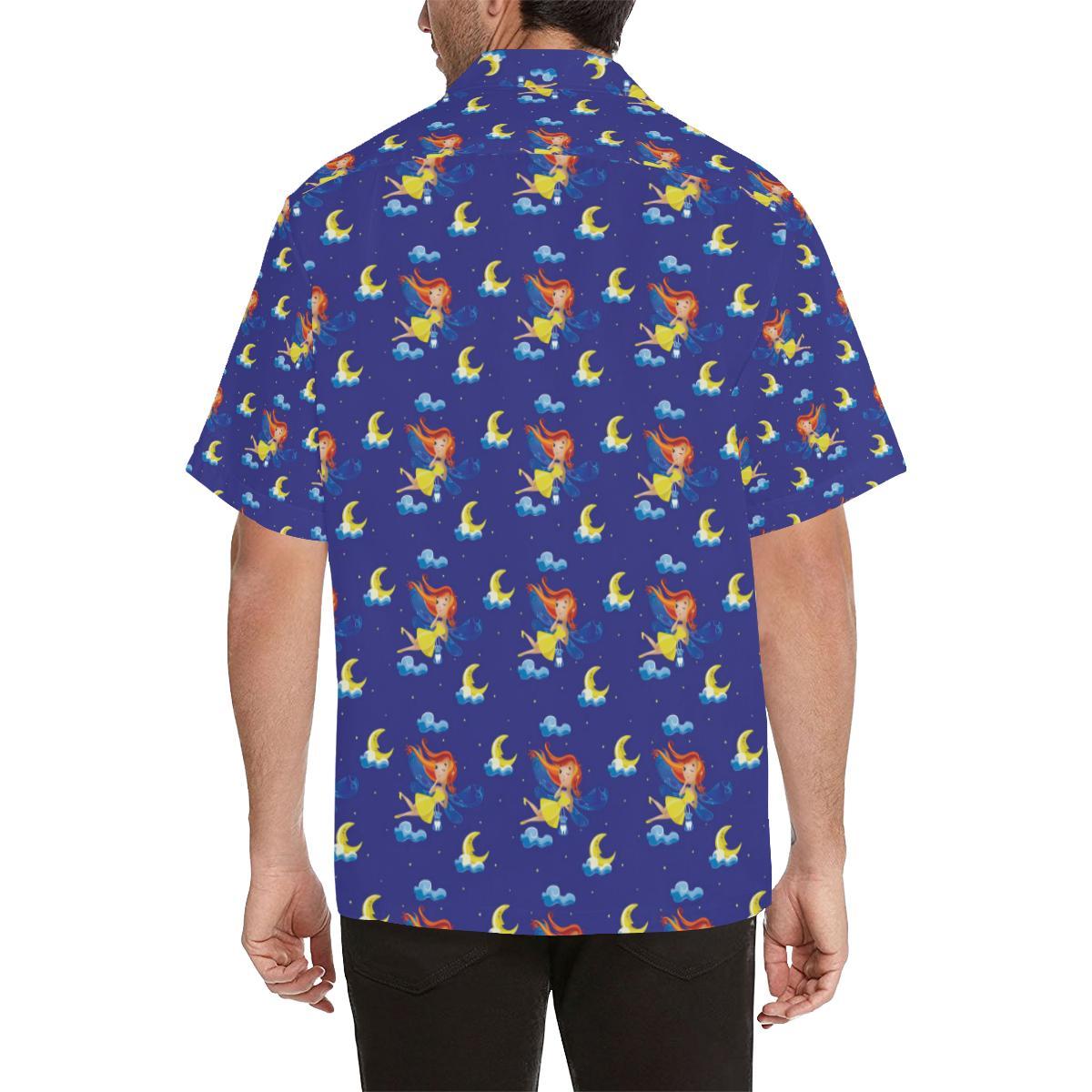 Fairy with Moon Print Pattern Men Aloha Hawaiian Shirt