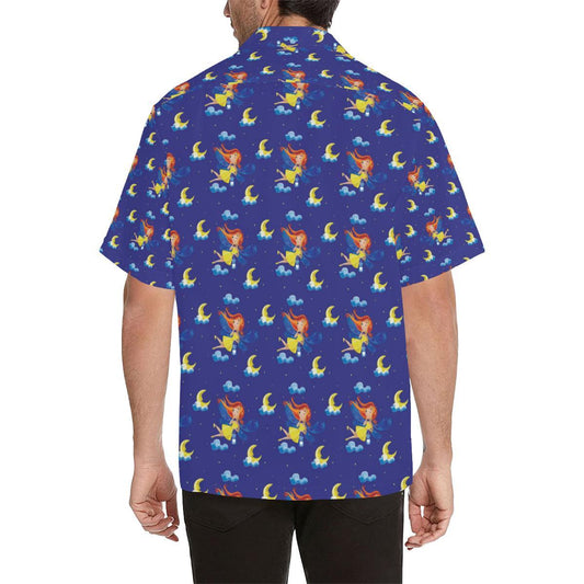 Fairy with Moon Print Pattern Men Aloha Hawaiian Shirt