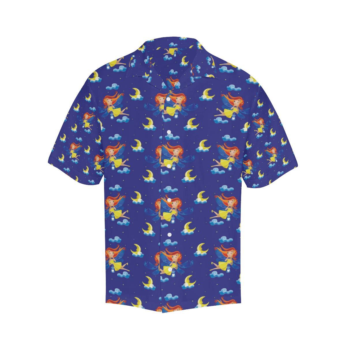 Fairy with Moon Print Pattern Men Aloha Hawaiian Shirt