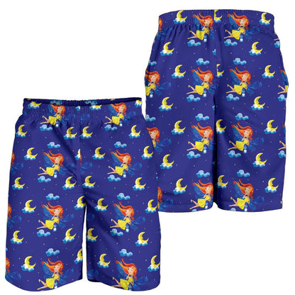 Fairy with Moon Print Pattern Mens Shorts-JTAMIGO.COM