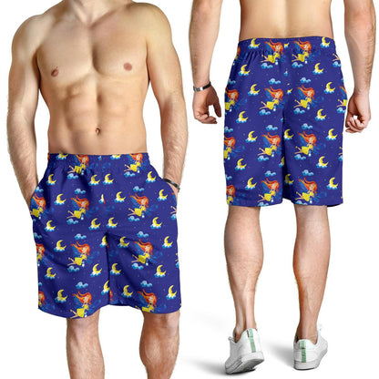 Fairy with Moon Print Pattern Mens Shorts-JTAMIGO.COM