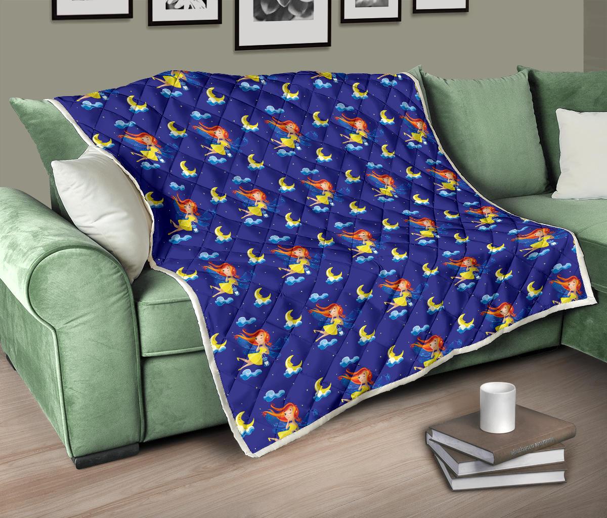 Fairy with Moon Print Pattern Premium Quilt-JTAMIGO.COM