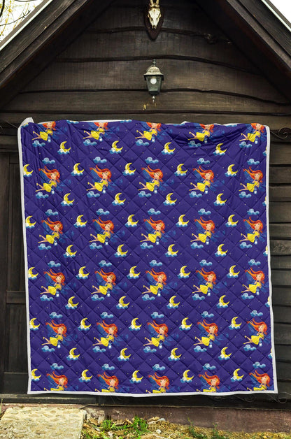 Fairy with Moon Print Pattern Premium Quilt-JTAMIGO.COM