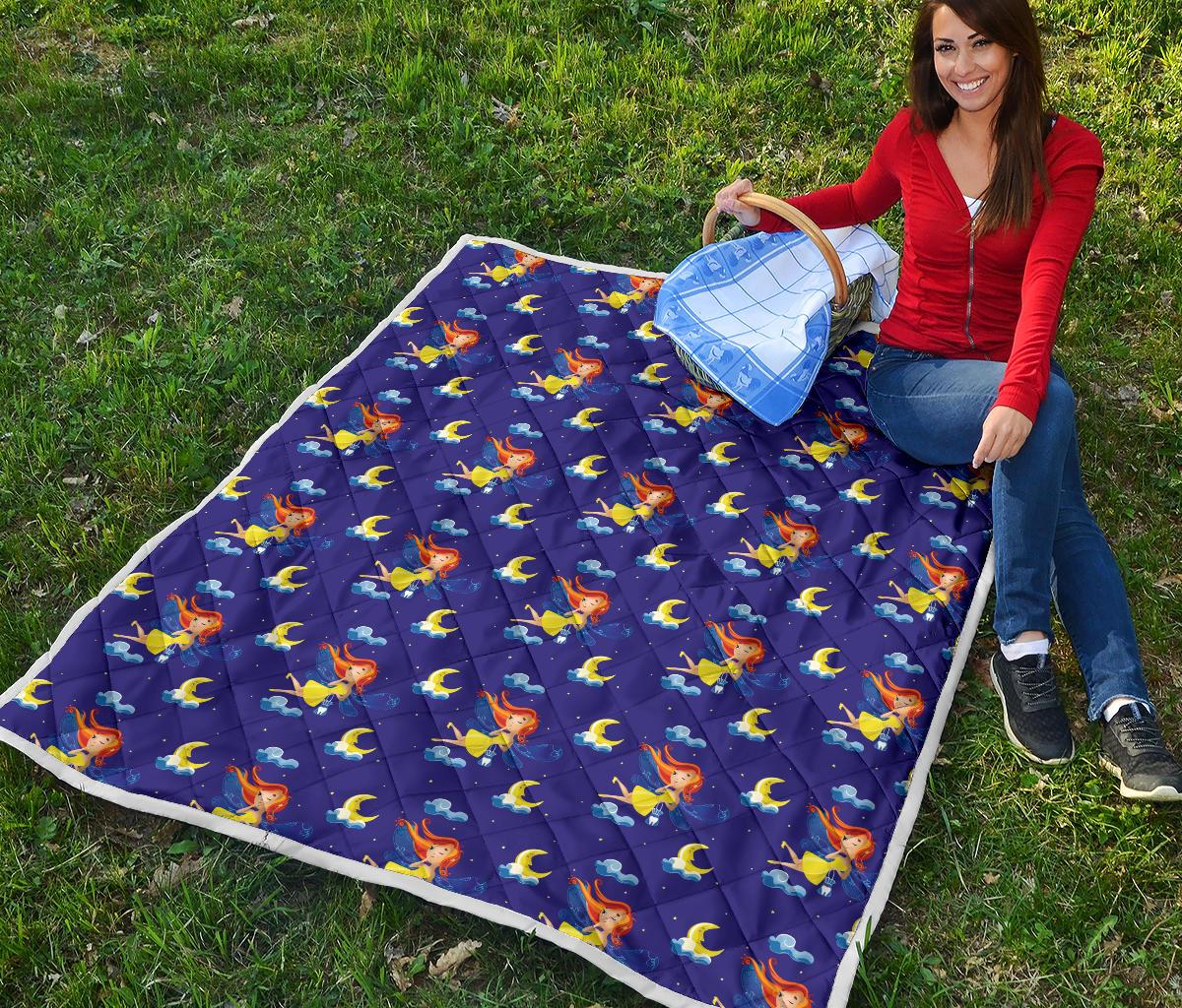 Fairy with Moon Print Pattern Premium Quilt-JTAMIGO.COM