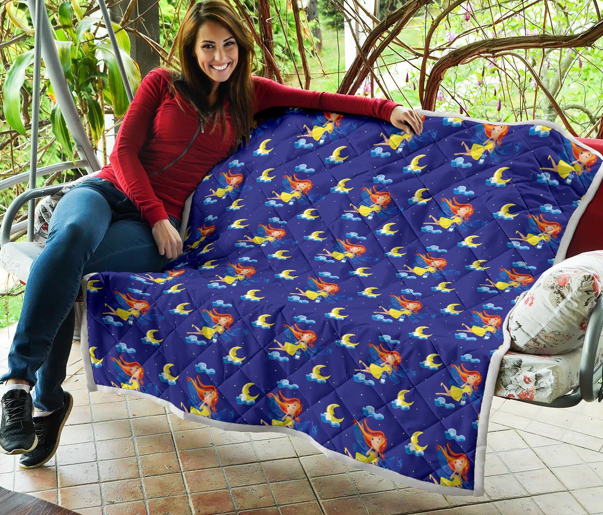 Fairy with Moon Print Pattern Premium Quilt-JTAMIGO.COM