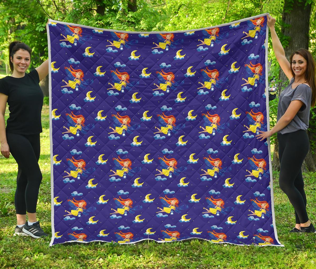 Fairy with Moon Print Pattern Premium Quilt-JTAMIGO.COM