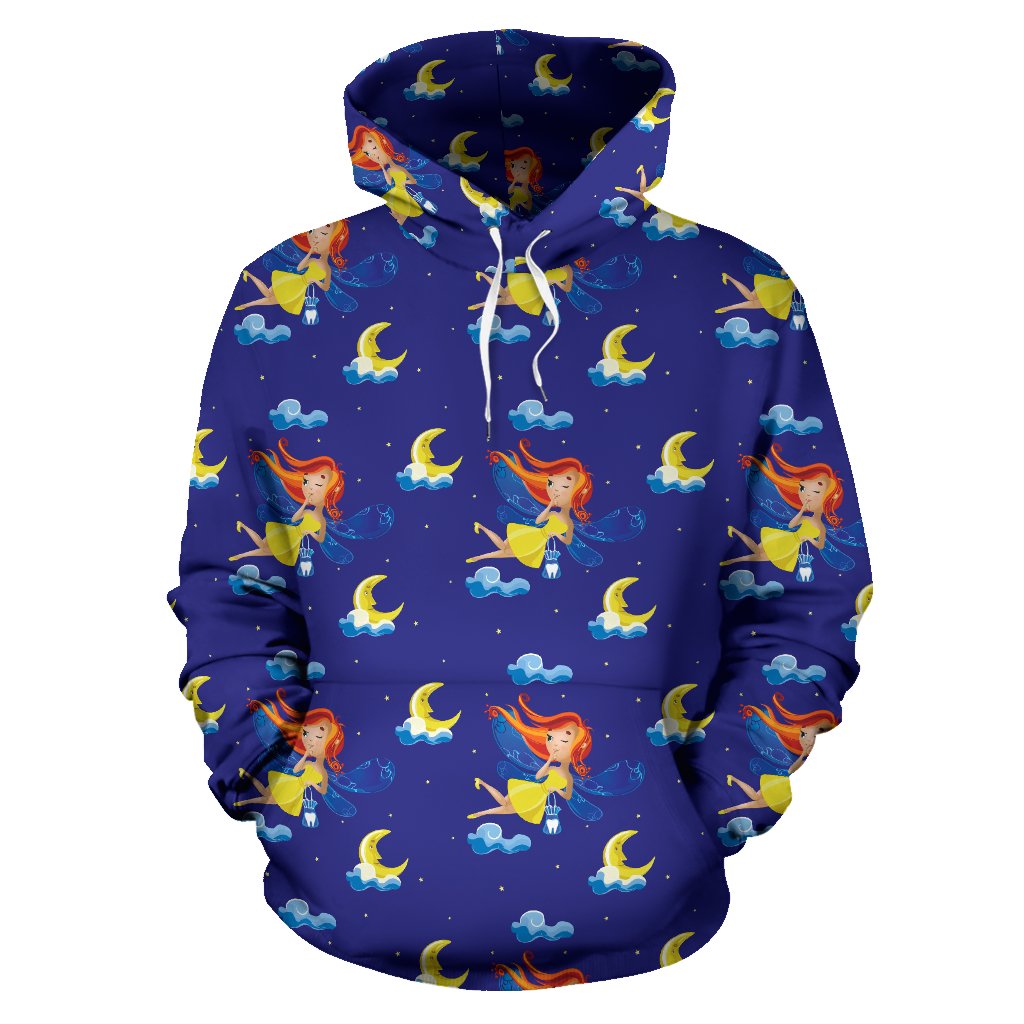 Fairy with Moon Print Pattern Pullover Hoodie