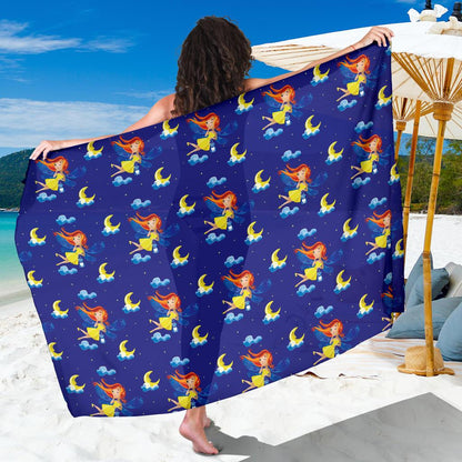Fairy with Moon Print Pattern Sarong Pareo Wrap