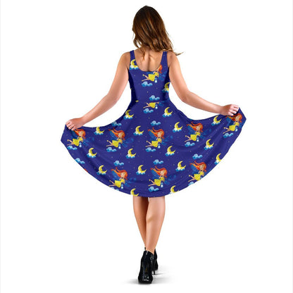 Fairy With Moon Print Pattern Sleeveless Dress