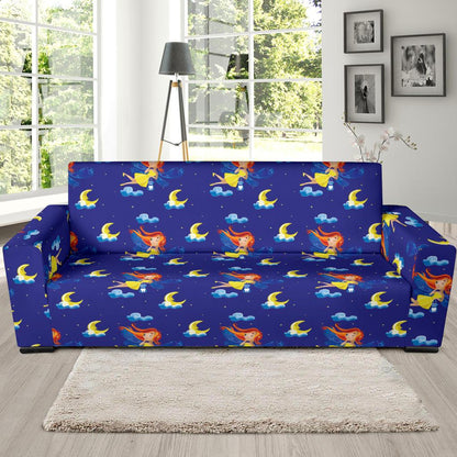 Fairy with Moon Print Pattern Sofa Slipcover-JTAMIGO.COM