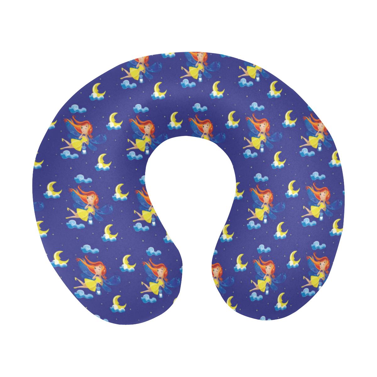 Fairy with Moon Print Pattern U-Shaped Travel Neck Pillow-JTAMIGO.COM
