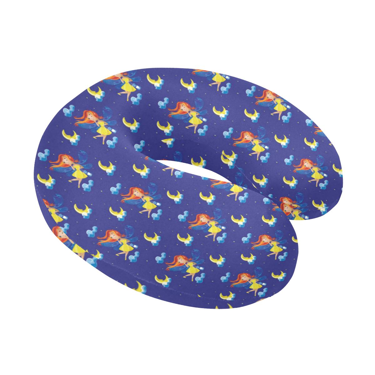 Fairy with Moon Print Pattern U-Shaped Travel Neck Pillow-JTAMIGO.COM