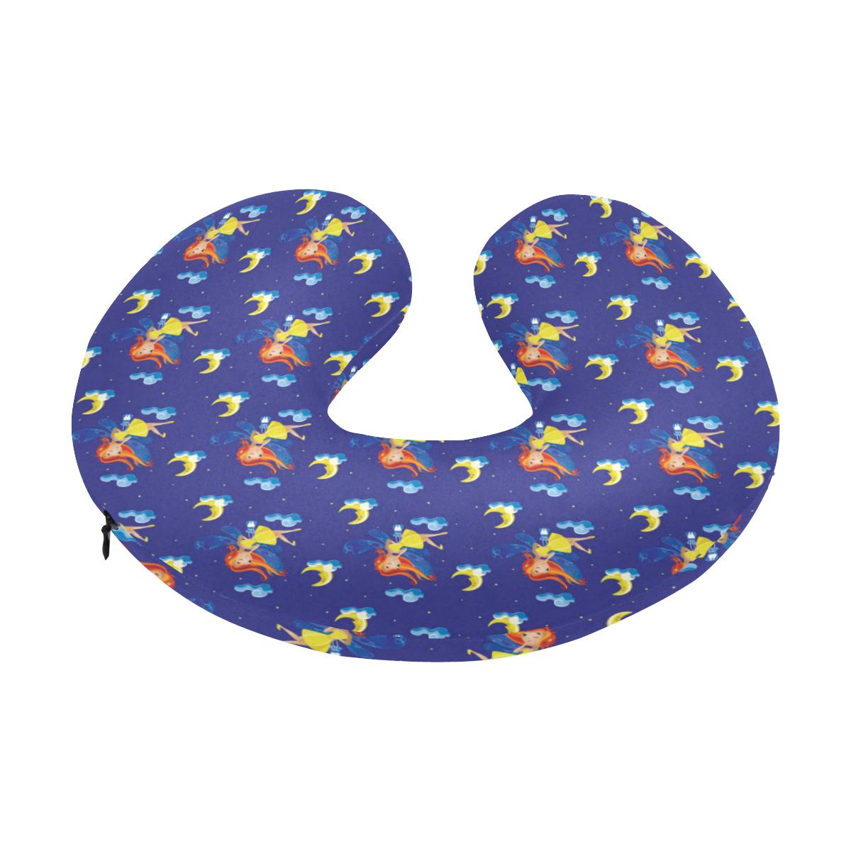 Fairy with Moon Print Pattern U-Shaped Travel Neck Pillow-JTAMIGO.COM