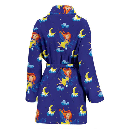 Fairy with Moon Print Pattern Women Bath Robe-JTAMIGO.COM